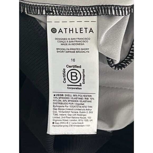 Athleta Brooklyn Floral Print Shorts Size 16 Black Gray Athletic Exercise SPF 50 - Picture 11 of 13